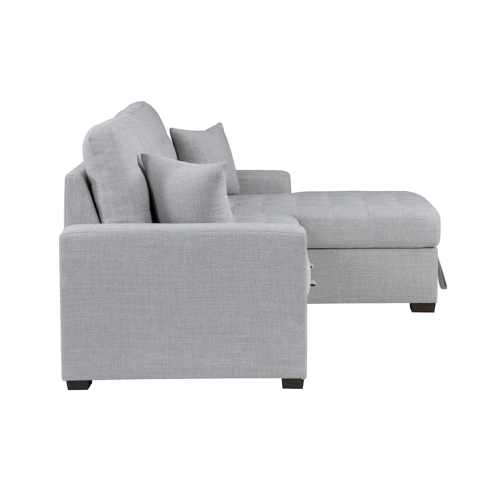 Homelegance  - McCafferty 2-Piece Sectional W/ Pull-out Bed and Right Chaise W/ Hidden Storage in Gray - 9916GYx2LLRC  view 3