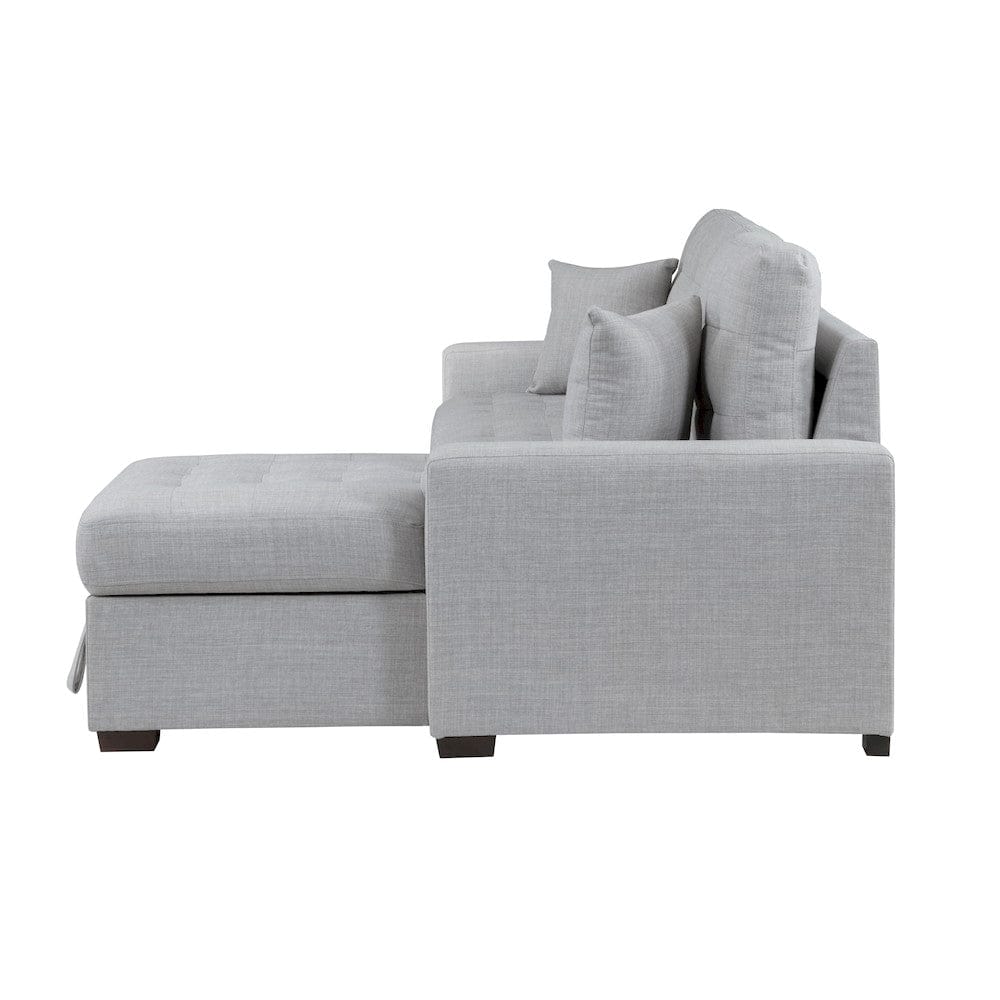 Homelegance  - McCafferty 2-Piece Sectional W/ Pull-out Bed and Right Chaise W/ Hidden Storage in Gray - 9916GYx2LLRC  view 4