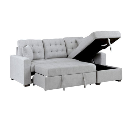 Homelegance  - McCafferty 2-Piece Sectional W/ Pull-out Bed and Right Chaise W/ Hidden Storage in Gray - 9916GYx2LLRC  view 6