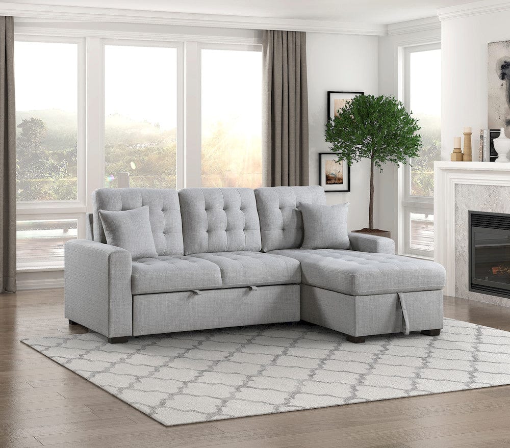 Homelegance  - McCafferty 2-Piece Sectional W/ Pull-out Bed and Right Chaise W/ Hidden Storage in Gray - 9916GYx2LLRC  view 7