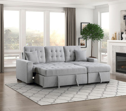 Homelegance  - McCafferty 2-Piece Sectional W/ Pull-out Bed and Right Chaise W/ Hidden Storage in Gray - 9916GYx2LLRC  view 8