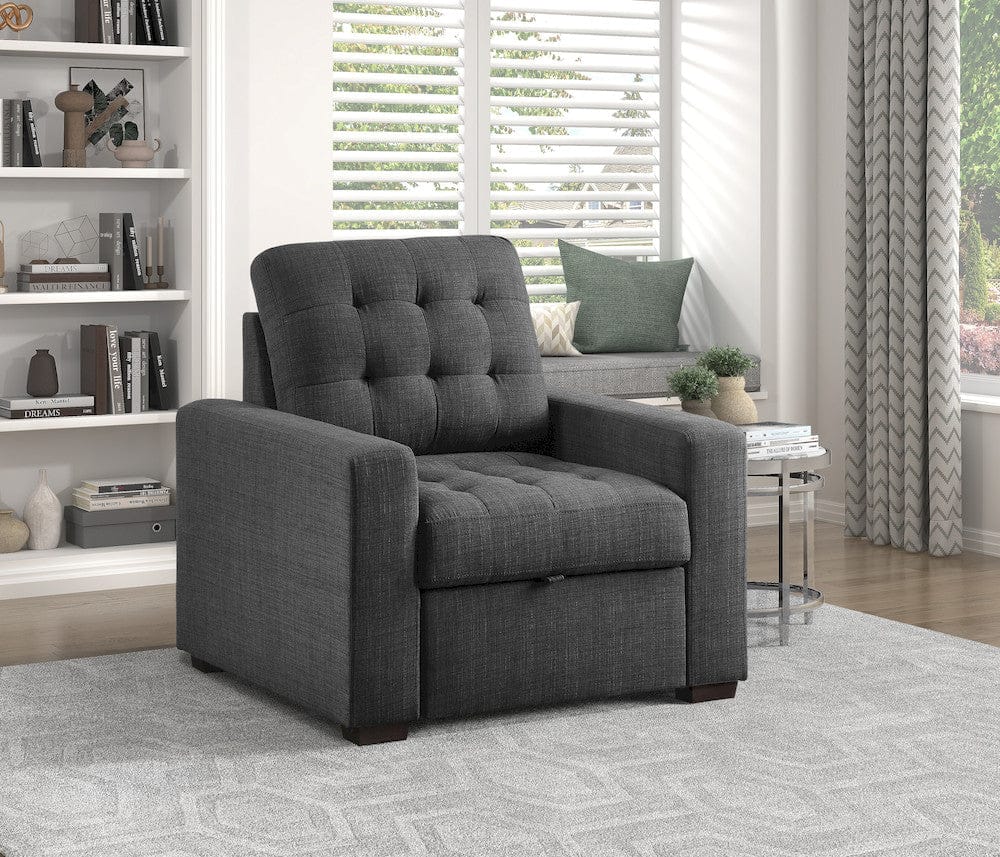Homelegance  - McCafferty Chair W/ Pull-out Ottoman in Dark gray - 9916DG-1  view 6