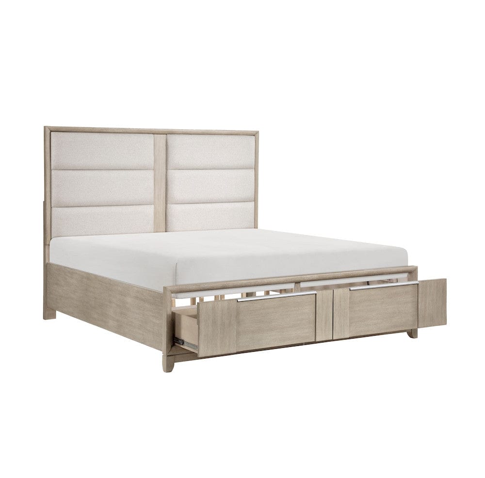 Homelegance  - McKewen Eastern King Platform Bed W/ Footboard Storage in Light gray - 1820NK-1EKx  view 4