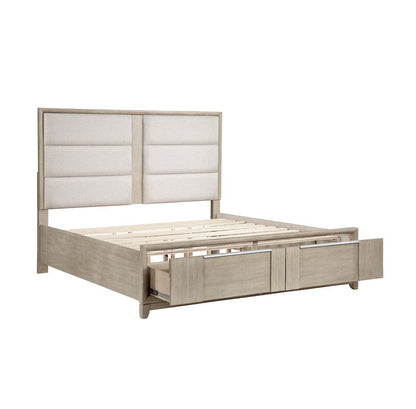 Homelegance  - McKewen Eastern King Platform Bed W/ Footboard Storage in Light gray - 1820NK-1EKx  view 7