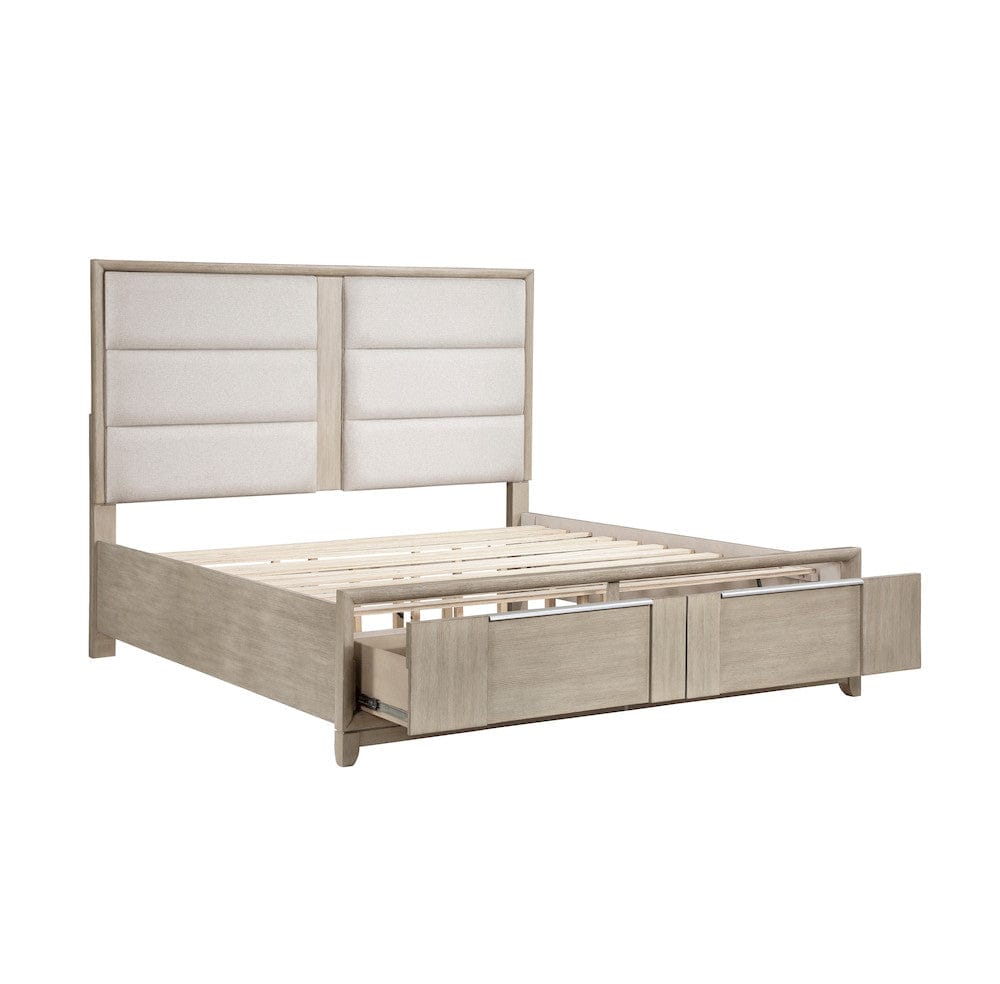 Homelegance  - McKewen Queen Platform Bed W/ Footboard Storage in Light gray - 1820N-1x  view 9