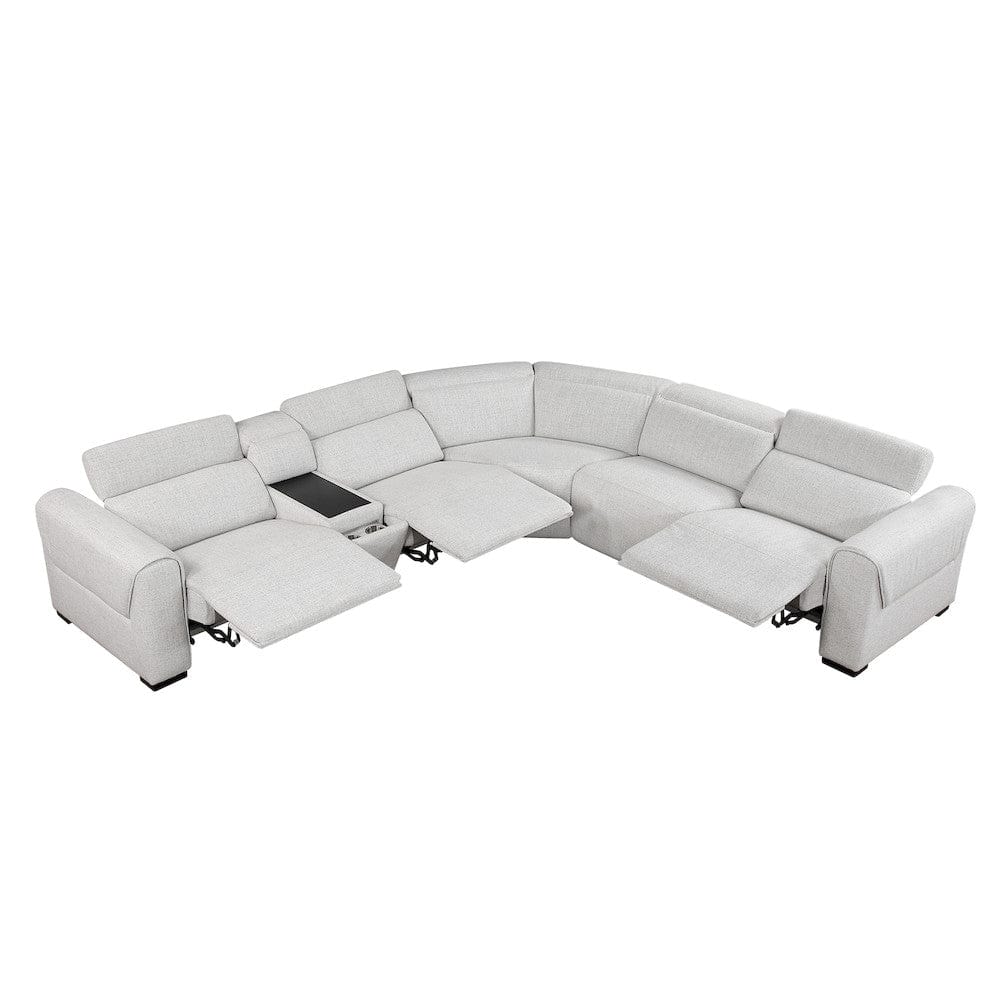 Homelegance  - McPherson 6-Piece Modular Power Reclining Sectional W/ Power Headrests, Charging Ports in Cloud - 9455CLDx6LRRRPWH  view 2