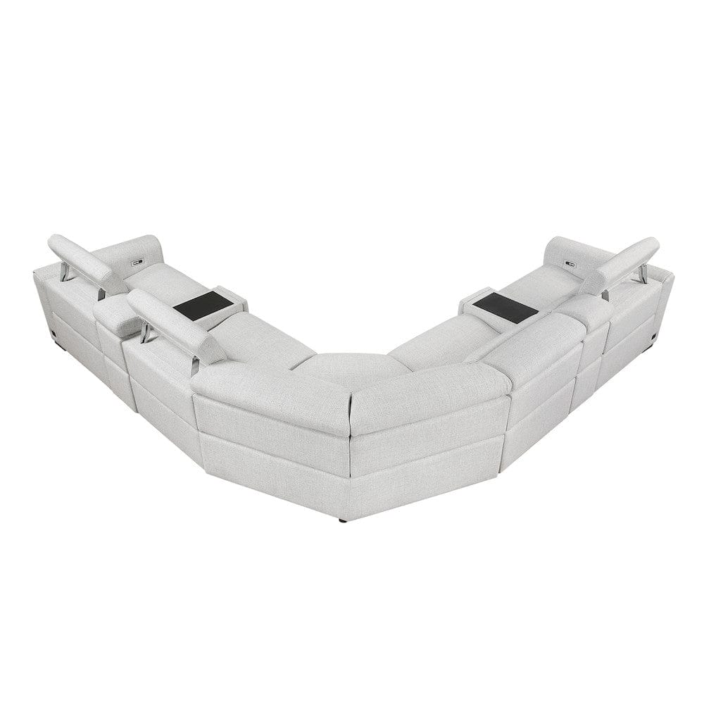Homelegance  - McPherson 7-Piece Modular Power Reclining Sectional W/ Power Headrests in Cloud - 9455CLDx7LRRRPWH  view 6