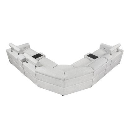 Homelegance  - McPherson 7-Piece Modular Power Reclining Sectional W/ Power Headrests in Cloud - 9455CLDx7LRRRPWH  view 6