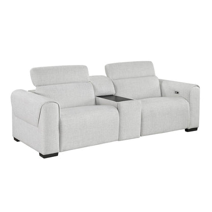 Homelegance  - McPherson Power Double Reclining Love Seat W/ Center Console and Power Headrests, Charging Ports in Cloud - 9455CLD-2CNPWHx  view 1