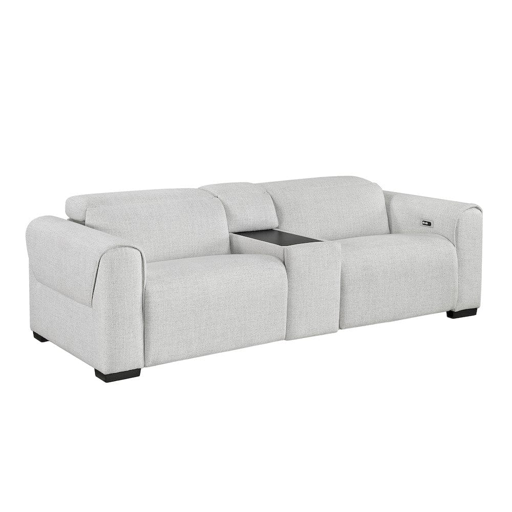 Homelegance  - McPherson Power Double Reclining Love Seat W/ Center Console and Power Headrests, Charging Ports in Cloud - 9455CLD-2CNPWHx  view 3