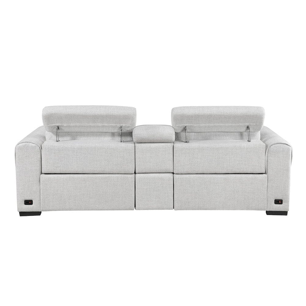 Homelegance  - McPherson Power Double Reclining Love Seat W/ Center Console and Power Headrests, Charging Ports in Cloud - 9455CLD-2CNPWHx  view 8