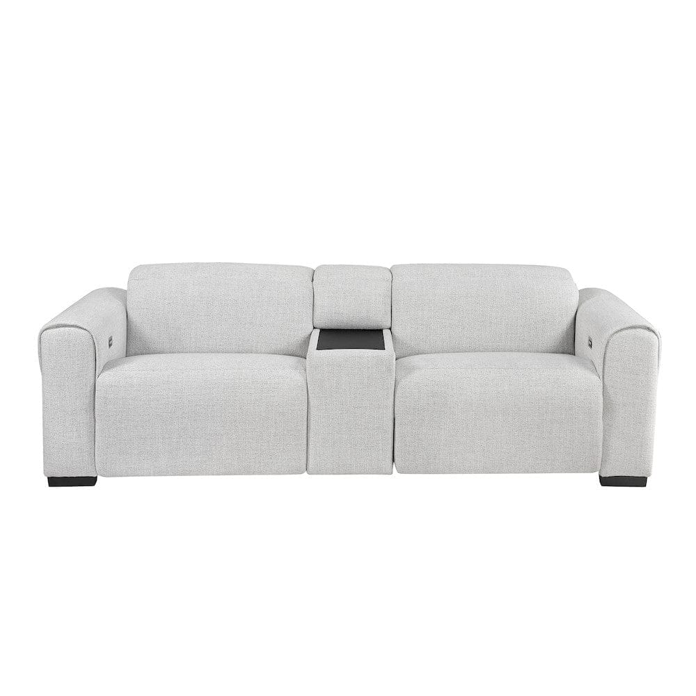 Homelegance  - McPherson Power Double Reclining Love Seat W/ Center Console and Power Headrests, Charging Ports in Cloud - 9455CLD-2CNPWHx  view 9