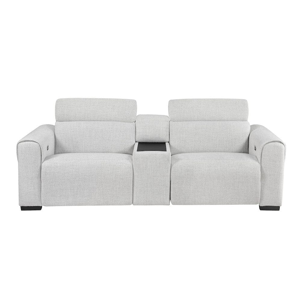 Homelegance  - McPherson Power Double Reclining Love Seat W/ Center Console and Power Headrests, Charging Ports in Cloud - 9455CLD-2CNPWHx  view 10