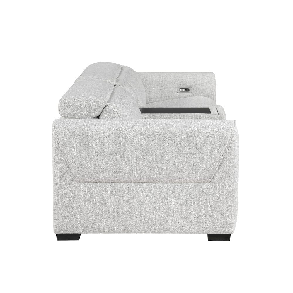 Homelegance  - McPherson Power Double Reclining Love Seat W/ Center Console and Power Headrests, Charging Ports in Cloud - 9455CLD-2CNPWHx  view 11
