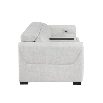 Homelegance  - McPherson Power Double Reclining Love Seat W/ Center Console and Power Headrests, Charging Ports in Cloud - 9455CLD-2CNPWHx  view 11