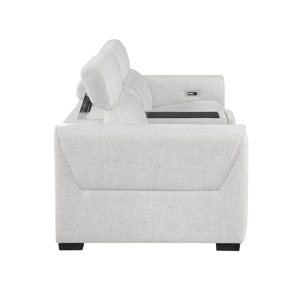 Homelegance  - McPherson Power Double Reclining Love Seat W/ Center Console and Power Headrests, Charging Ports in Cloud - 9455CLD-2CNPWHx  view 12