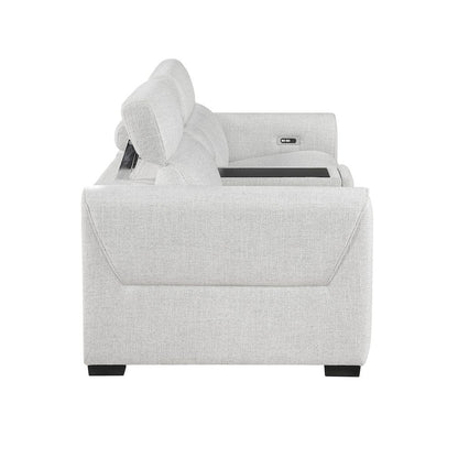 Homelegance  - McPherson Power Double Reclining Love Seat W/ Center Console and Power Headrests, Charging Ports in Cloud - 9455CLD-2CNPWHx  view 12