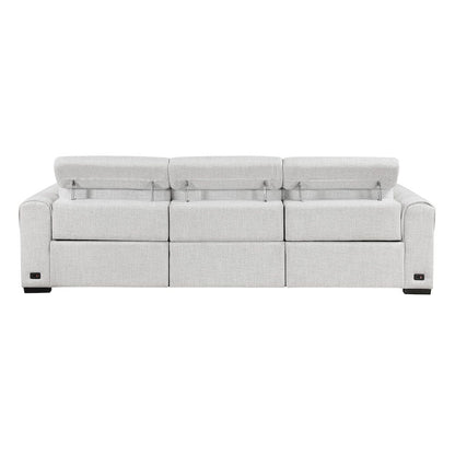 Homelegance  - McPherson Power Double Reclining Sofa W/ Power Headrests, Charging Ports in Cloud - 9455CLD-3PWHx  view 4