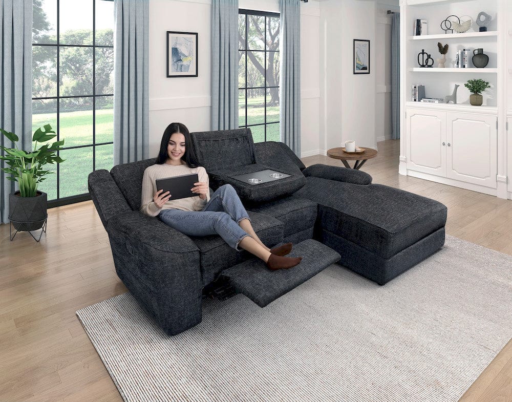 Homelegance  - Monterey 2-Piece Reclining Sectional W/ Right Chaise in Ebony - 8530EBxSC  view 8