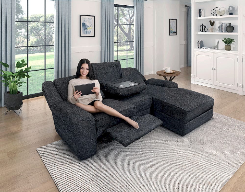 Homelegance  - Monterey 2-Piece Reclining Sectional W/ Right Chaise in Ebony - 8530EBxSC  view 10