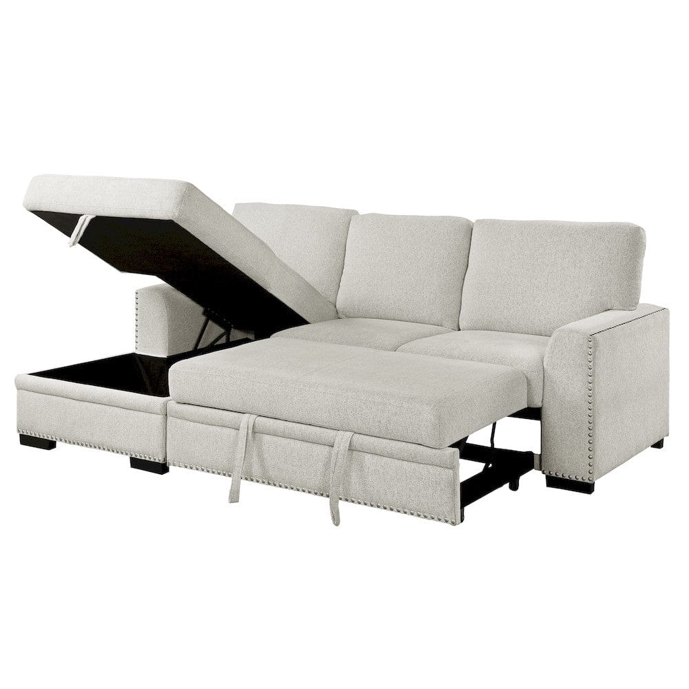 Homelegance  - Morelia 2-Piece Sectional W/ Pull-out Bed and Left Chaise W/ Hidden Storage in Beige - 9468BEx2LC2R  view 1