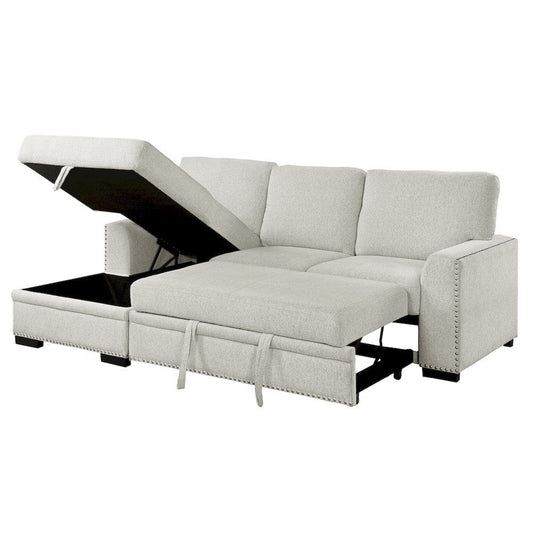 Homelegance  - Morelia 2-Piece Sectional W/ Pull-out Bed and Left Chaise W/ Hidden Storage in Beige - 9468BEx2LC2R  view 1