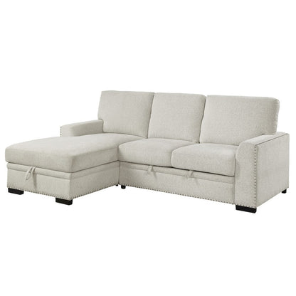 Homelegance  - Morelia 2-Piece Sectional W/ Pull-out Bed and Left Chaise W/ Hidden Storage in Beige - 9468BEx2LC2R  view 4