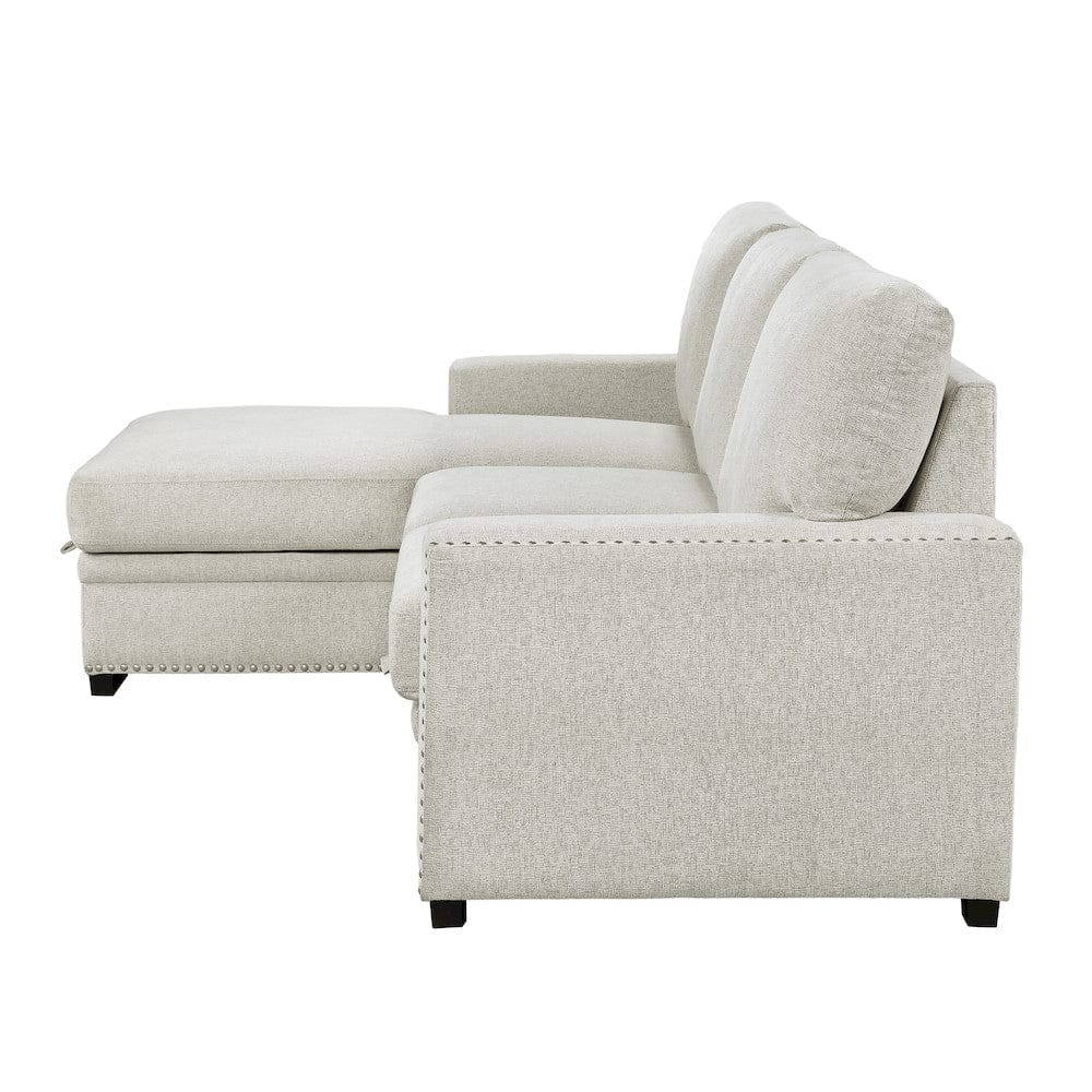 Homelegance  - Morelia 2-Piece Sectional W/ Pull-out Bed and Left Chaise W/ Hidden Storage in Beige - 9468BEx2LC2R  view 6