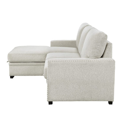 Homelegance  - Morelia 2-Piece Sectional W/ Pull-out Bed and Left Chaise W/ Hidden Storage in Beige - 9468BEx2LC2R  view 6