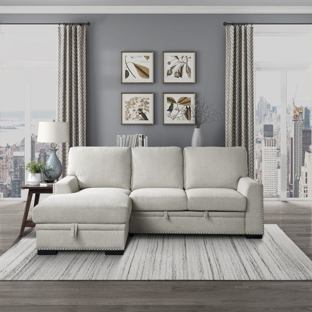 Homelegance  - Morelia 2-Piece Sectional W/ Pull-out Bed and Left Chaise W/ Hidden Storage in Beige - 9468BEx2LC2R  view 8
