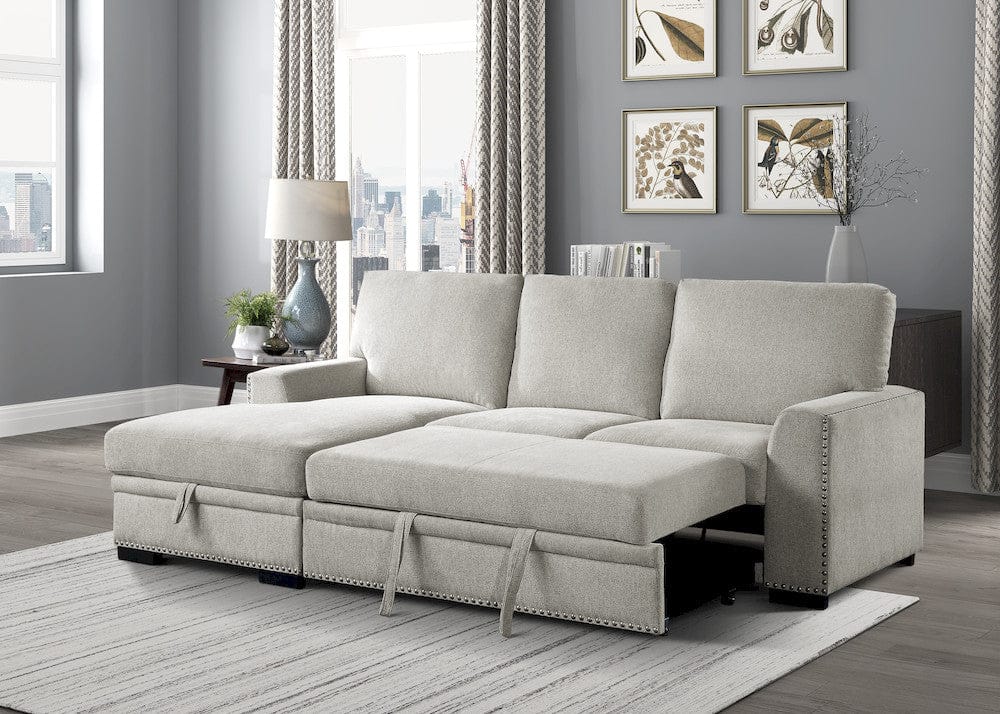Homelegance  - Morelia 2-Piece Sectional W/ Pull-out Bed and Left Chaise W/ Hidden Storage in Beige - 9468BEx2LC2R  view 9