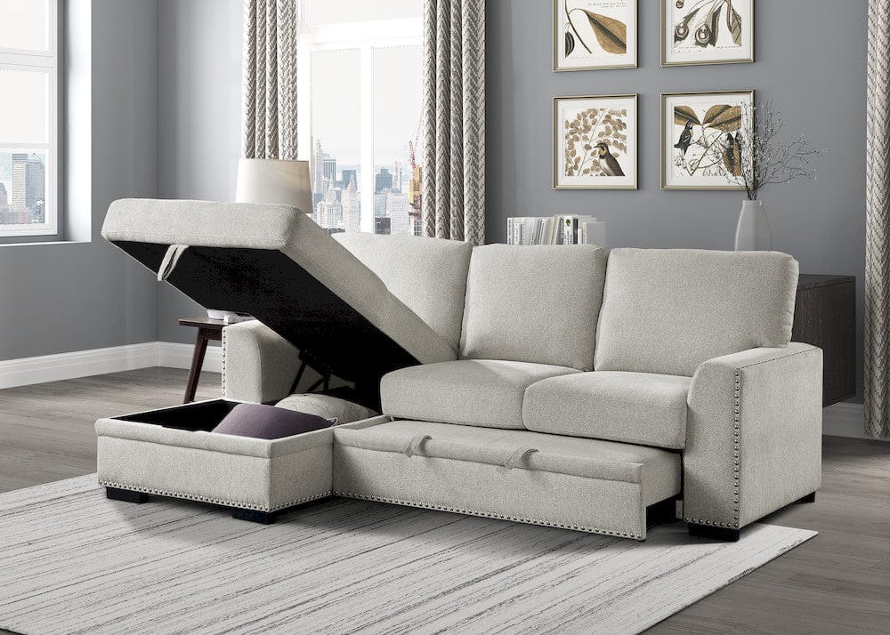 Homelegance  - Morelia 2-Piece Sectional W/ Pull-out Bed and Left Chaise W/ Hidden Storage in Beige - 9468BEx2LC2R  view 10