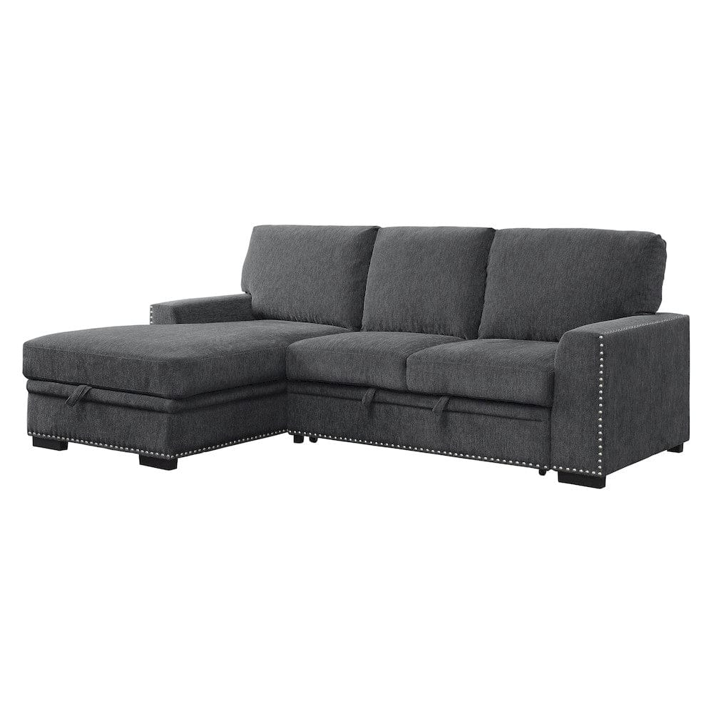 Homelegance  - Morelia 2-Piece Sectional W/ Pull-out Bed and Left Chaise W/ Hidden Storage in Charcoal - 9468CCx2LC2R  view 1