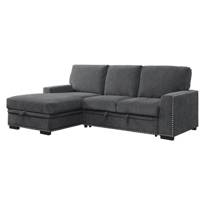 Homelegance  - Morelia 2-Piece Sectional W/ Pull-out Bed and Left Chaise W/ Hidden Storage in Charcoal - 9468CCx2LC2R  view 1