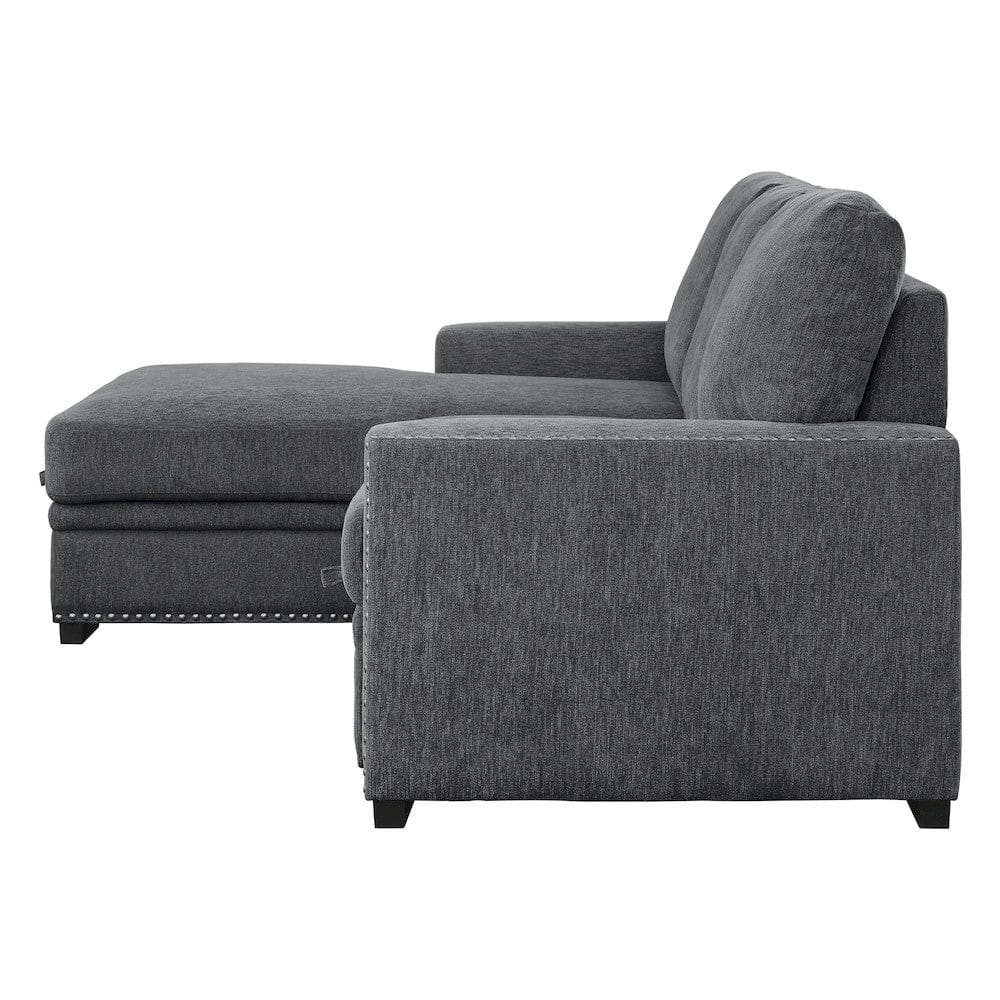 Homelegance  - Morelia 2-Piece Sectional W/ Pull-out Bed and Left Chaise W/ Hidden Storage in Charcoal - 9468CCx2LC2R  view 4
