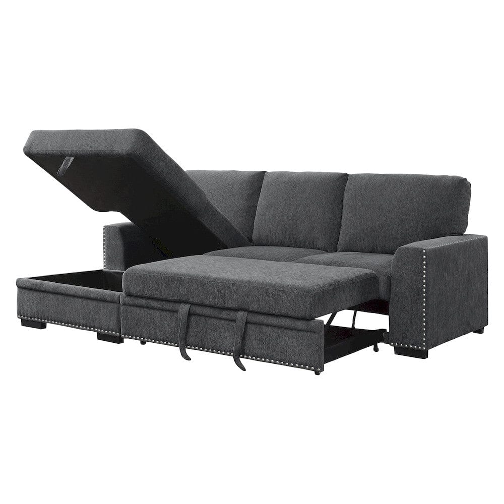 Homelegance  - Morelia 2-Piece Sectional W/ Pull-out Bed and Left Chaise W/ Hidden Storage in Charcoal - 9468CCx2LC2R  view 6