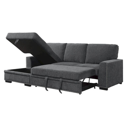 Homelegance  - Morelia 2-Piece Sectional W/ Pull-out Bed and Left Chaise W/ Hidden Storage in Charcoal - 9468CCx2LC2R  view 6