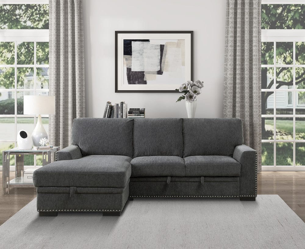 Homelegance  - Morelia 2-Piece Sectional W/ Pull-out Bed and Left Chaise W/ Hidden Storage in Charcoal - 9468CCx2LC2R  view 7
