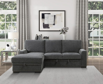 Homelegance  - Morelia 2-Piece Sectional W/ Pull-out Bed and Left Chaise W/ Hidden Storage in Charcoal - 9468CCx2LC2R  view 7