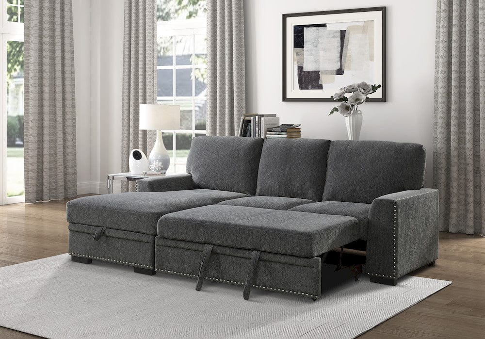Homelegance  - Morelia 2-Piece Sectional W/ Pull-out Bed and Left Chaise W/ Hidden Storage in Charcoal - 9468CCx2LC2R  view 8