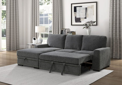 Homelegance  - Morelia 2-Piece Sectional W/ Pull-out Bed and Left Chaise W/ Hidden Storage in Charcoal - 9468CCx2LC2R  view 8