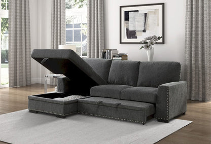 Homelegance  - Morelia 2-Piece Sectional W/ Pull-out Bed and Left Chaise W/ Hidden Storage in Charcoal - 9468CCx2LC2R  view 9