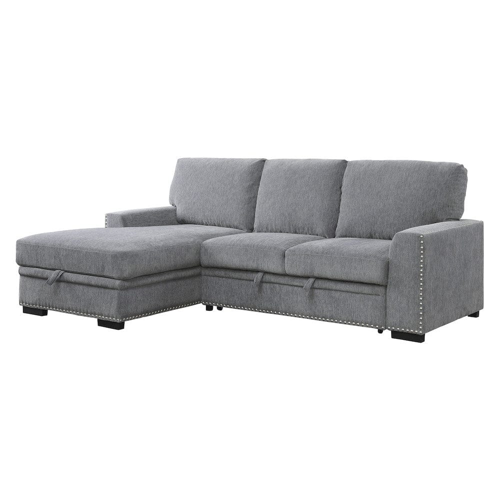 Homelegance  - Morelia 2-Piece Sectional W/ Pull-out Bed and Left Chaise W/ Hidden Storage in Gray - 9468DGx2LC2R  view 2