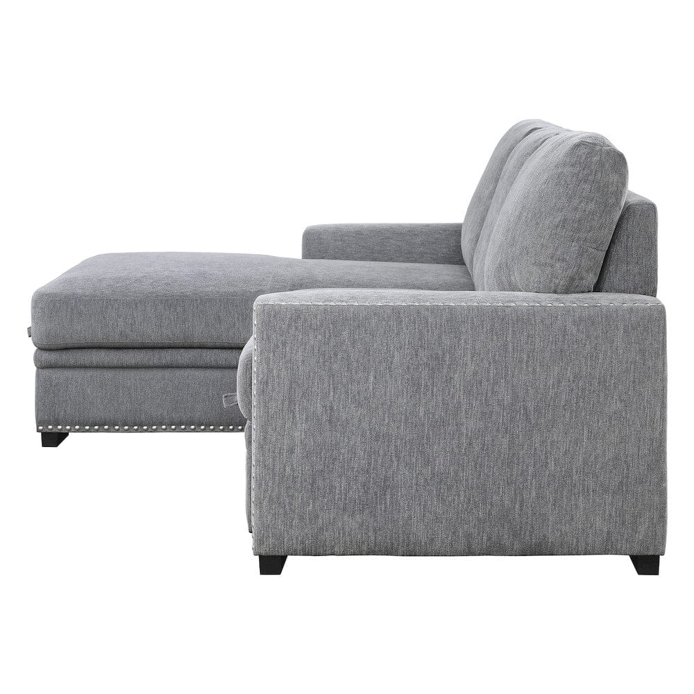 Homelegance  - Morelia 2-Piece Sectional W/ Pull-out Bed and Left Chaise W/ Hidden Storage in Gray - 9468DGx2LC2R  view 4