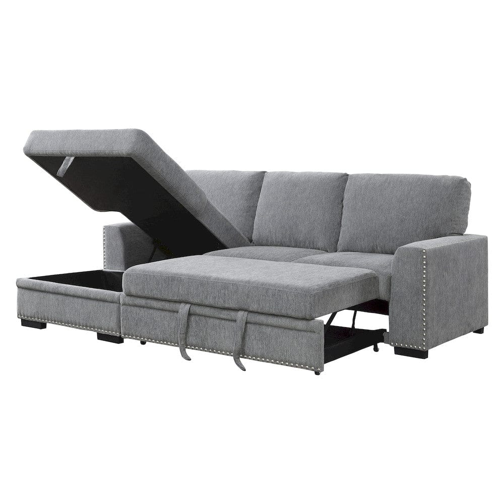 Homelegance  - Morelia 2-Piece Sectional W/ Pull-out Bed and Left Chaise W/ Hidden Storage in Gray - 9468DGx2LC2R  view 5