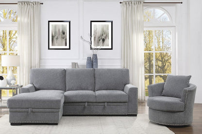 Homelegance  - Morelia 2-Piece Sectional W/ Pull-out Bed and Left Chaise W/ Hidden Storage in Gray - 9468DGx2LC2R  view 7