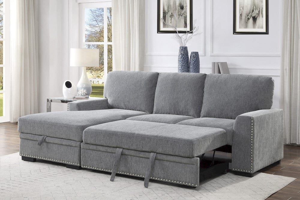 Homelegance  - Morelia 2-Piece Sectional W/ Pull-out Bed and Left Chaise W/ Hidden Storage in Gray - 9468DGx2LC2R  view 8