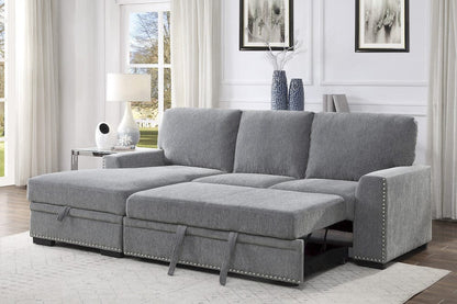 Homelegance  - Morelia 2-Piece Sectional W/ Pull-out Bed and Left Chaise W/ Hidden Storage in Gray - 9468DGx2LC2R  view 8