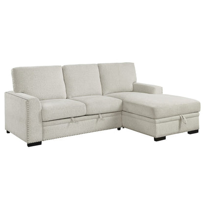Homelegance  - Morelia 2-Piece Sectional W/ Pull-out Bed and Right Chaise W/ Hidden Storage in Beige - 9468BEx2RC2L  view 2