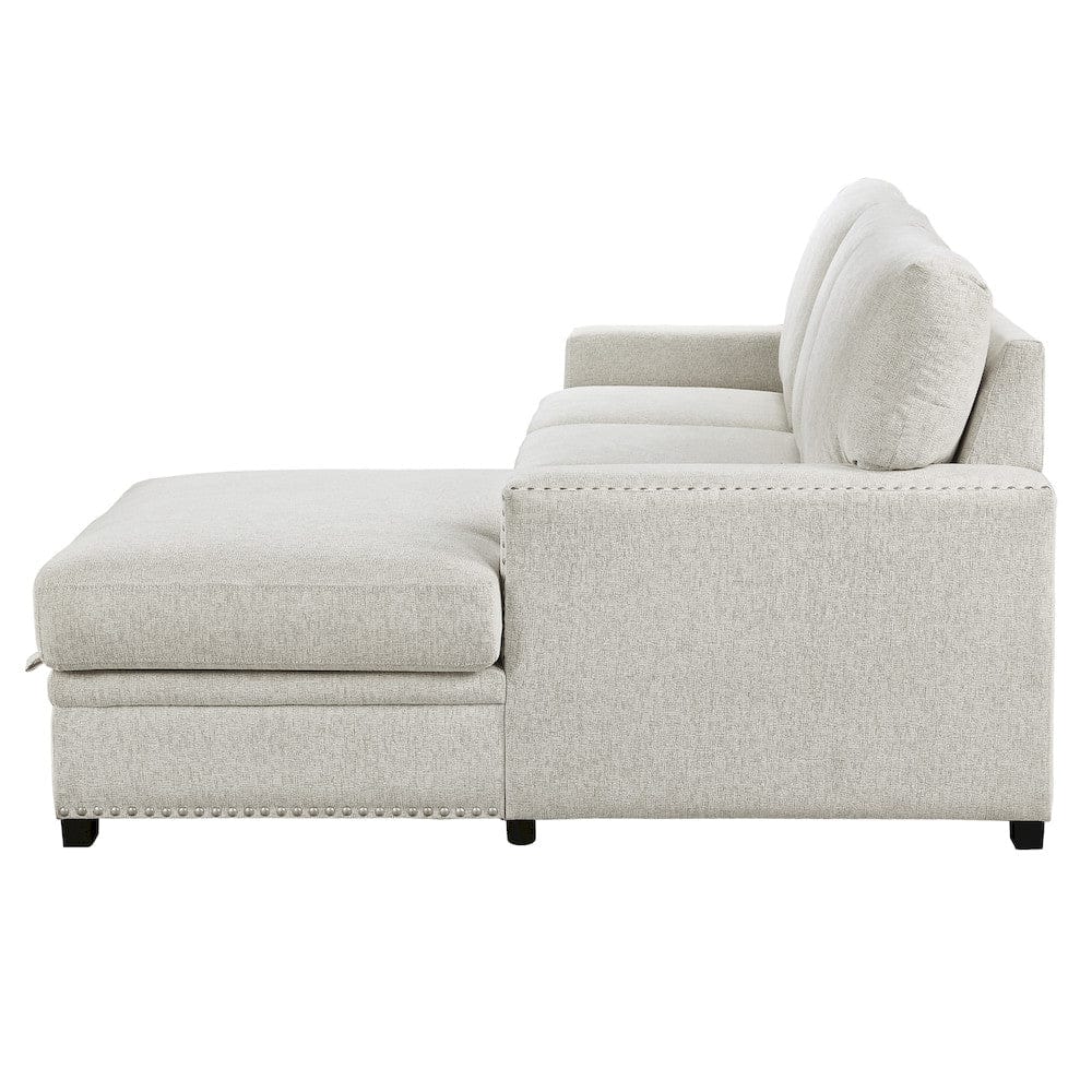 Homelegance  - Morelia 2-Piece Sectional W/ Pull-out Bed and Right Chaise W/ Hidden Storage in Beige - 9468BEx2RC2L  view 4